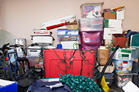 A garage cluttered with items that should go into storage